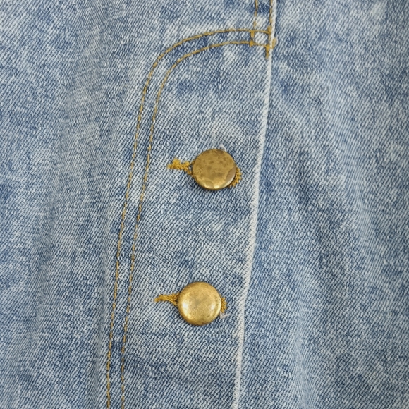 DAVI & DANI Pearl Accent Jean Jacket Cropped Denim Retro Madonna Vibes 80s Babe - Picture 13 of 14